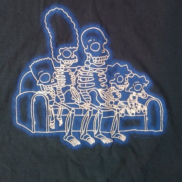Vintage Simpsons Couch Skeletons Glow In Dark T-Shirt - Picture 1 of 9
